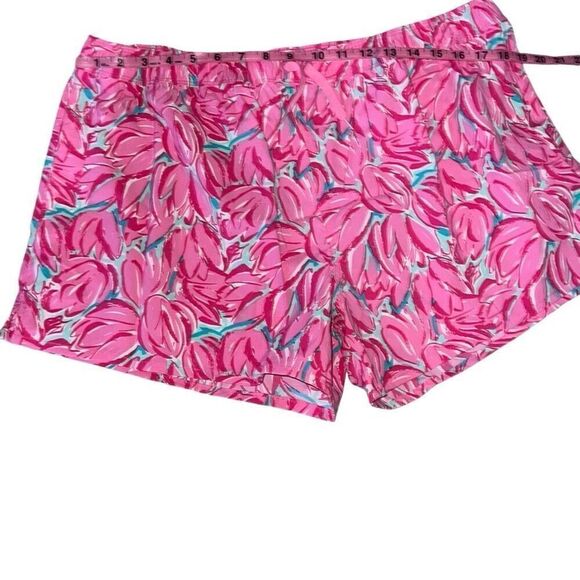 Lauren James Nylon Pink Flower Tulip Shorts Elastic  waist Pull-on Sz XL X-Large - Picture 5 of 6